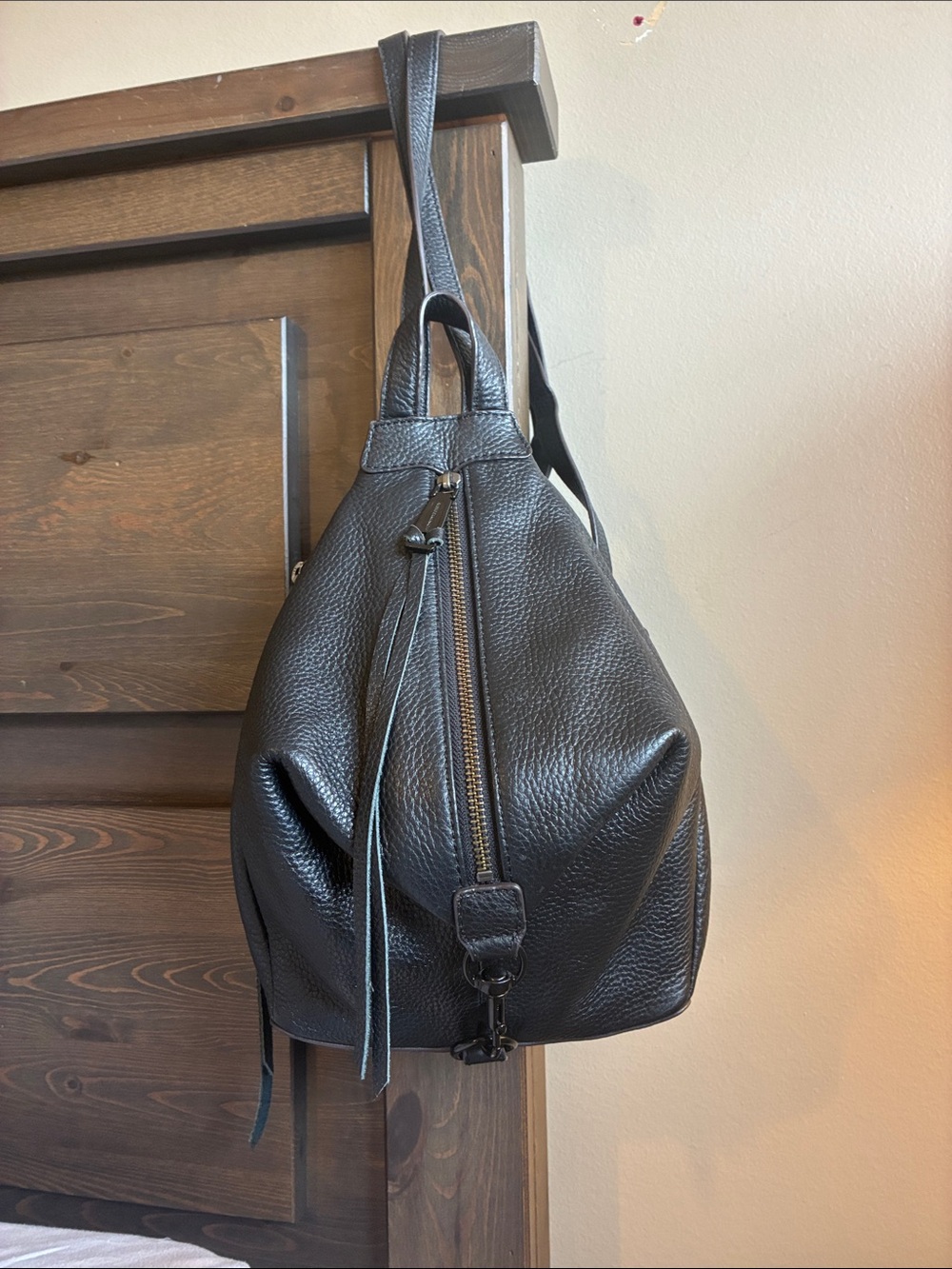 Rebecca Minkoff Black Pebbled Leather Backpack